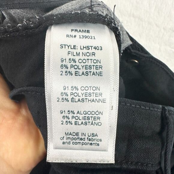 Frame Le High Straight Jeans in Film Noir Black Size 24 Stretch - Picture 7 of 7